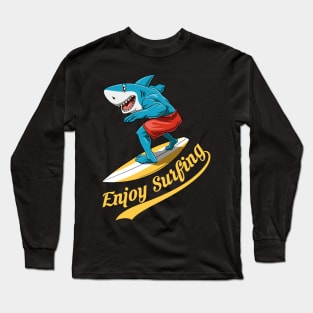 Funny Shark Enjoi Surfing Summer Surfer Surfboard Long Sleeve T-Shirt